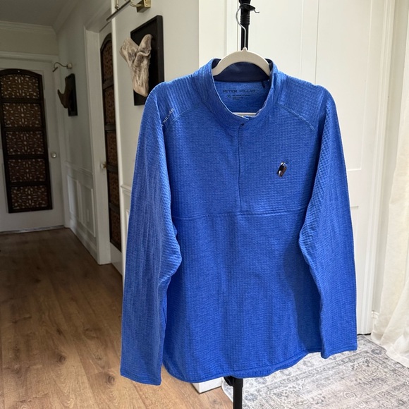 Peter Millar mens XL royal blue quarter zip golf pullover athletic travel wear - Picture 2 of 11